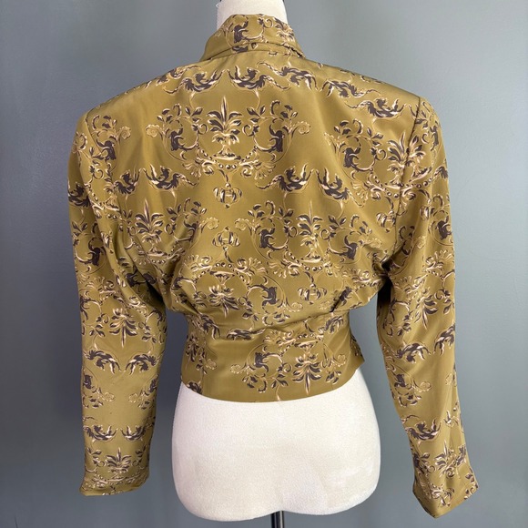 Michelle Stuart Vintage 100% Silk Cropped Blazer 4 Baroque 80s Glamoratti - Picture 2 of 9